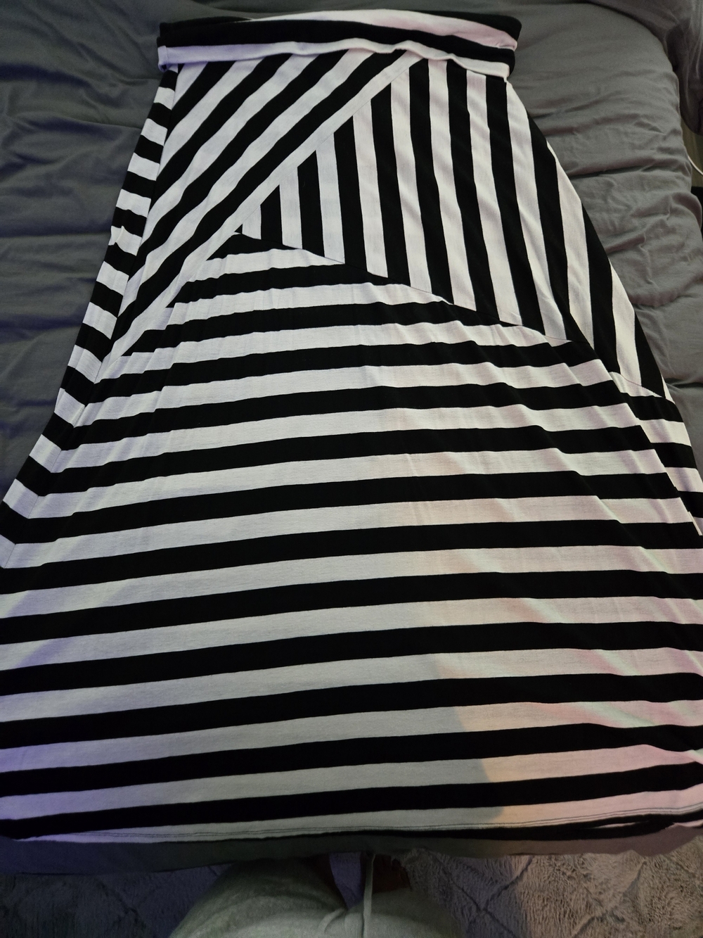 JohnPaulRichard Black and White Striped Maxi Skirt